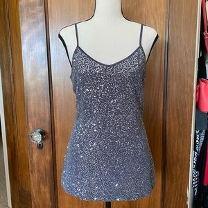 Express sequined tank top Black/Silver sz Med